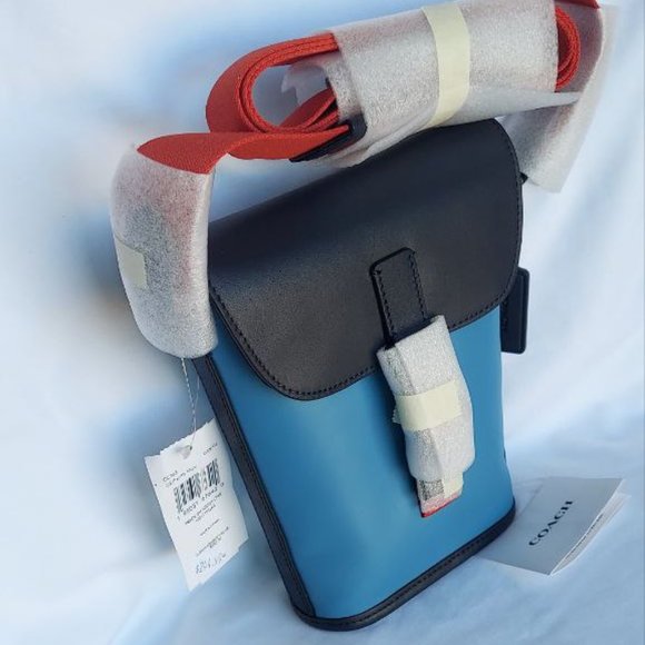 NWT Coach CC348 Track Small Flap Crossbody in Blue Pacific Multi